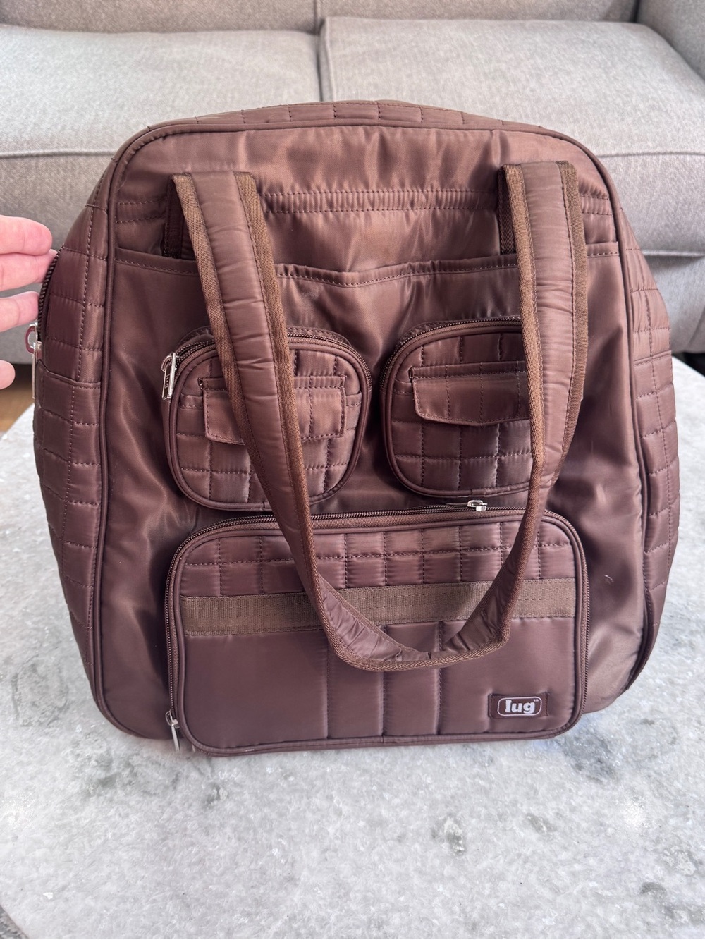 lug Quilted Brown Toiletry/Travel Bag